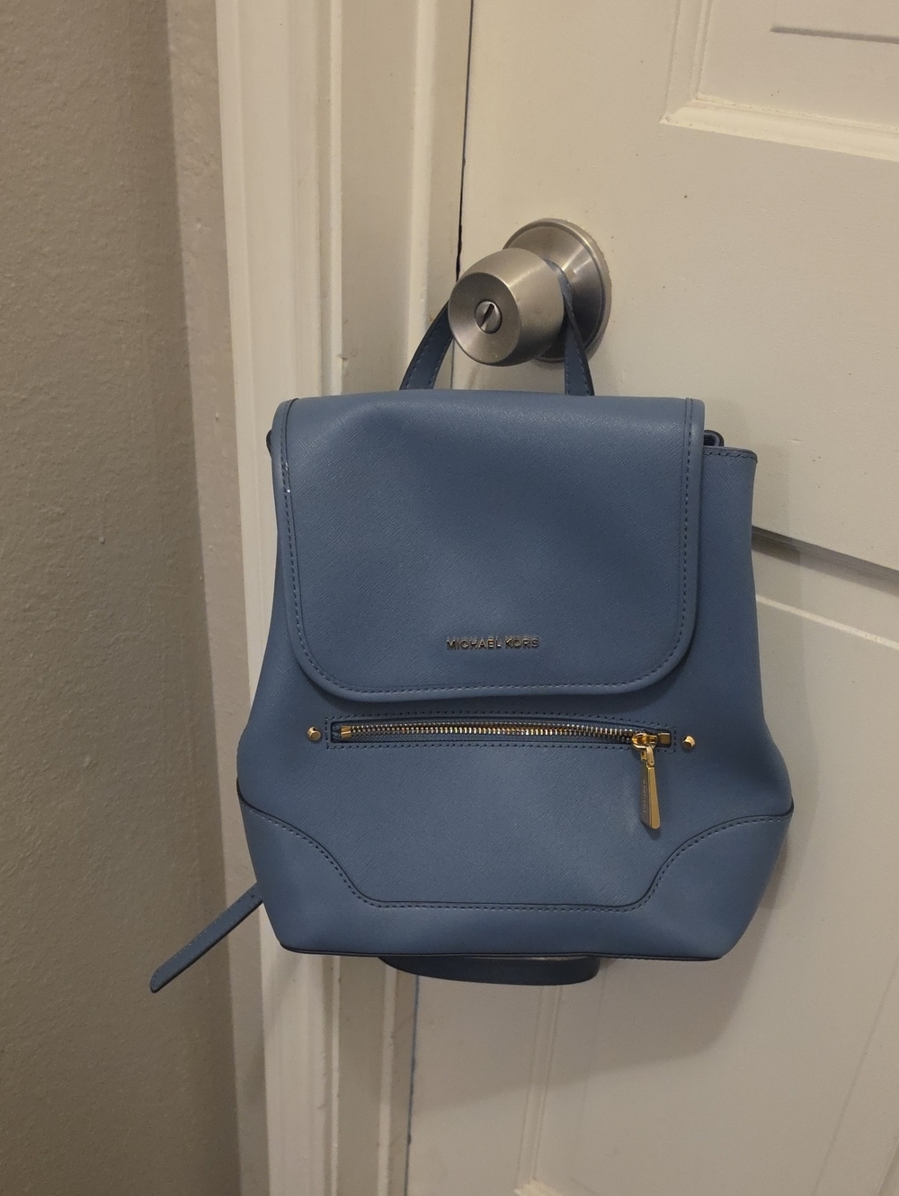 Michael Kors Dusty Blue Saffiano Leather Mini Backpack